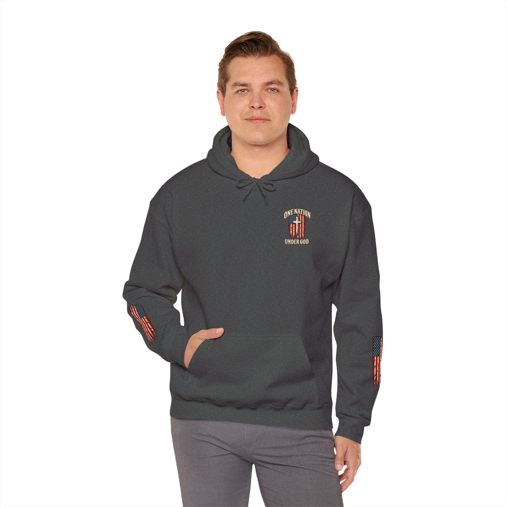 One Nation Under God Patriotic Cross Hoodie