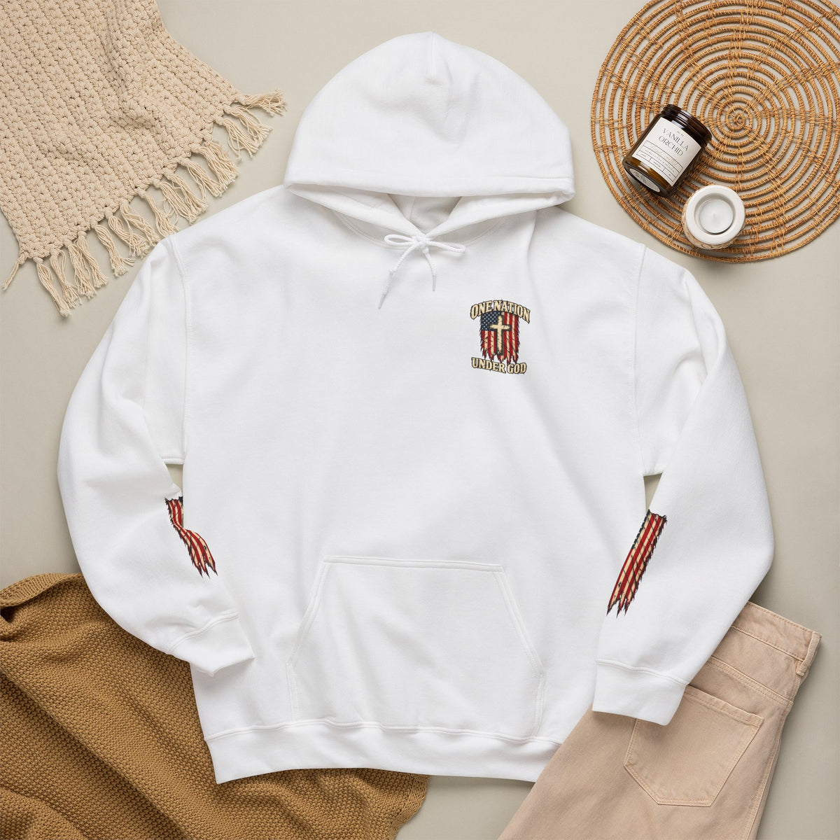 One Nation Under God Patriotic Cross Hoodie