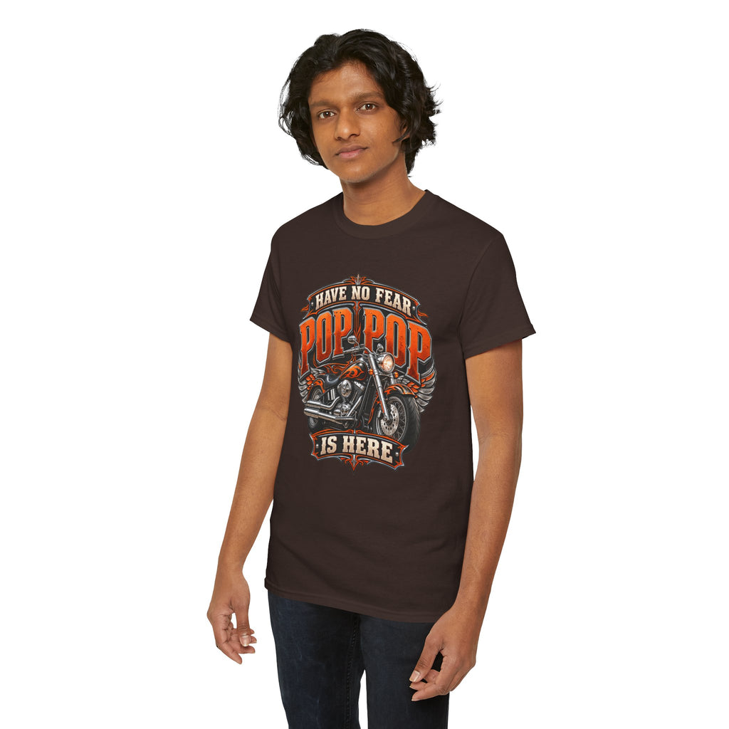 Pop Pop Is Here Motorcycle Dad T-Shirt