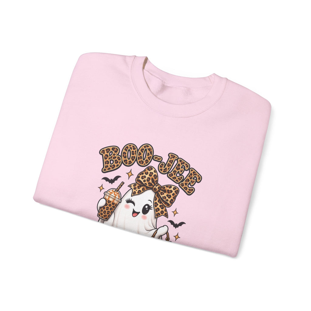 Ghost Trick Crewneck Sweatshirt — "Boo-tiful" Leopard Halloween Ghost Design