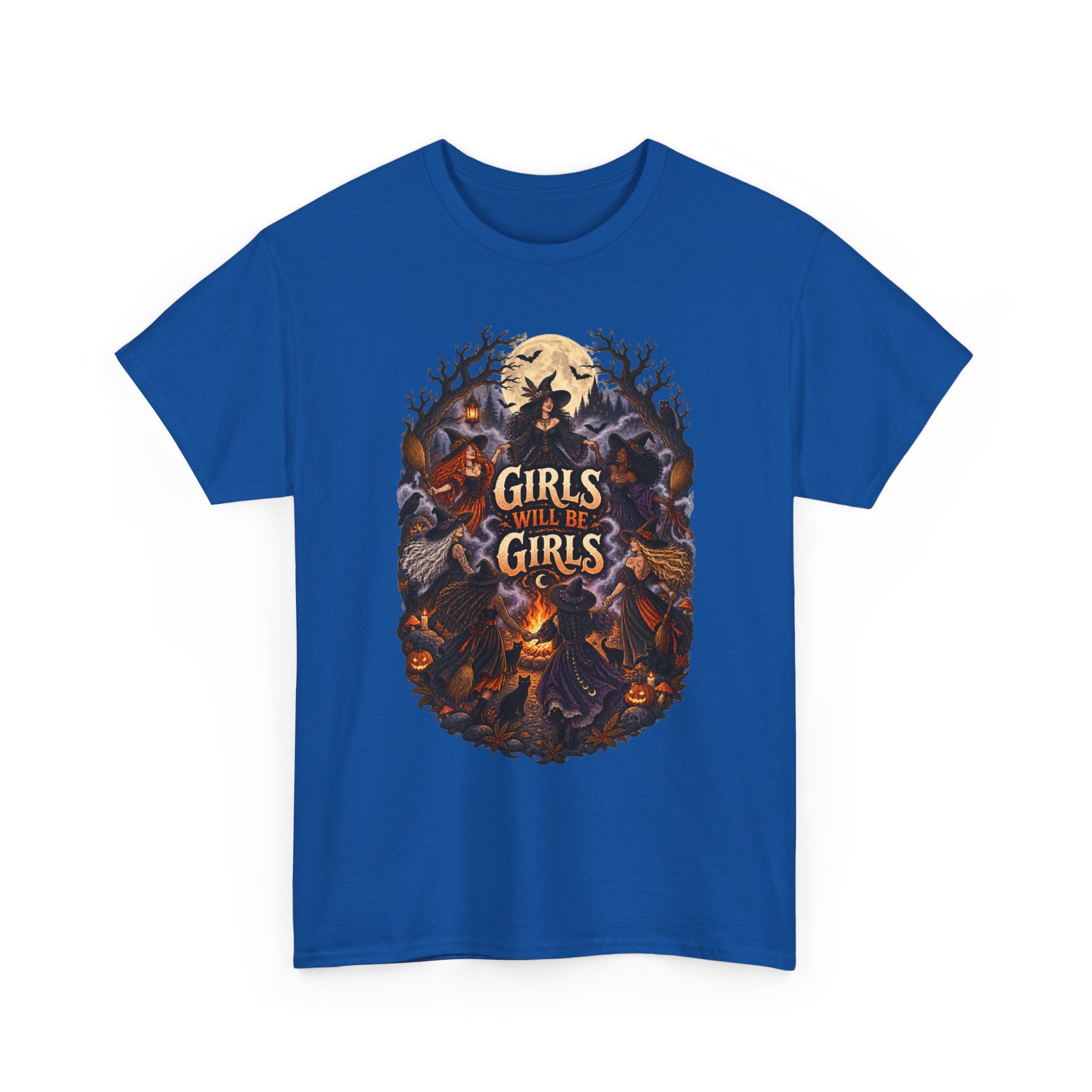 Girls Will Be Girls T-Shirt — Witchy Campfire Illustration Tee