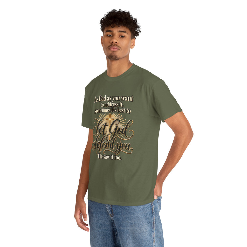 Let God Defend You Inspirational Christian T-Shirt