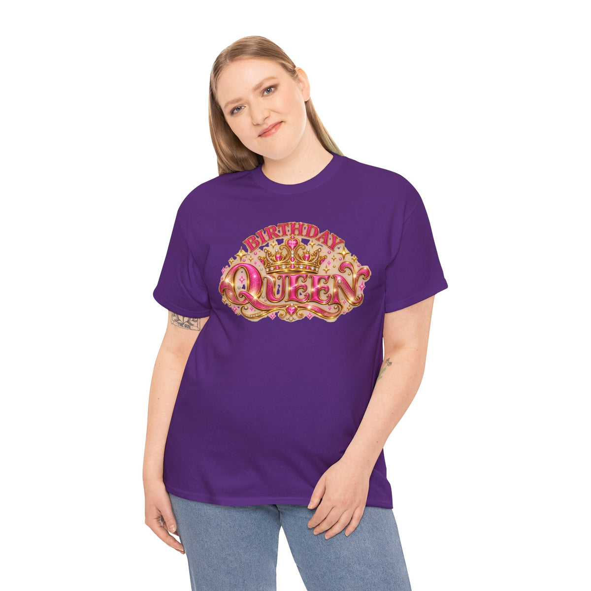 Birthday Queen Graphic T-Shirt | Pink & Gold Crown