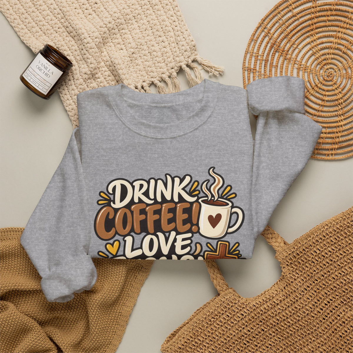 Coffee, Jesus & Be Happy Crewneck Sweatshirt