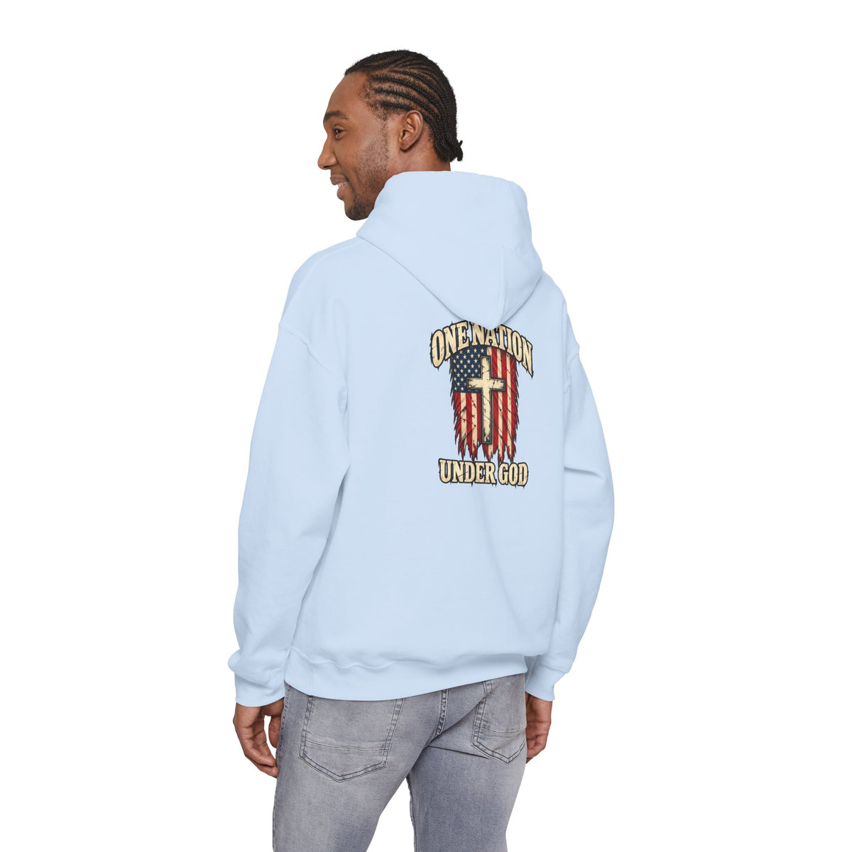 One Nation Under God Patriotic Cross Hoodie