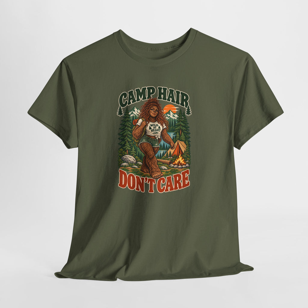 Camp Hair Don't Care T-Shirt — Retro Camping Graphic Tee