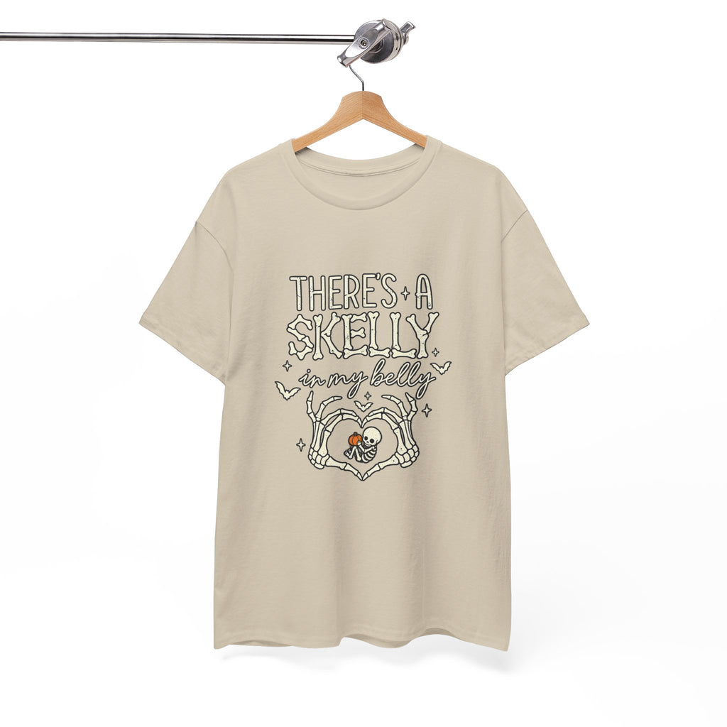 Skeleton Heart T‑Shirt — "There's a Skelly in My Belly" Cute Halloween Tee