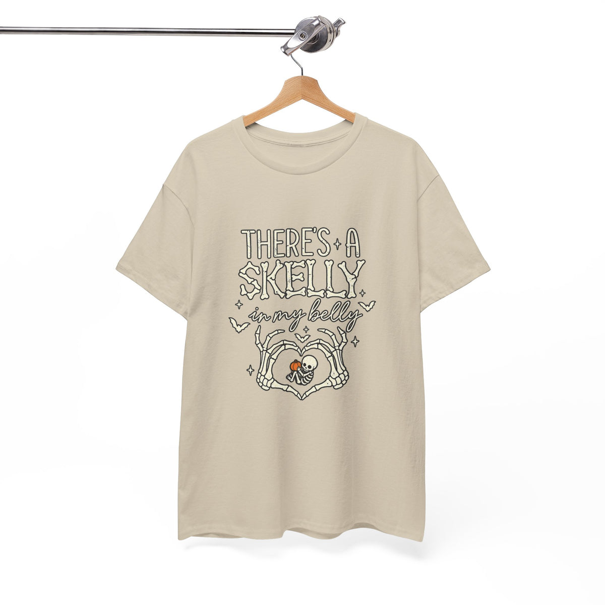 Skeleton Heart T‑Shirt — "There's a Skelly in My Belly" Cute Halloween Tee