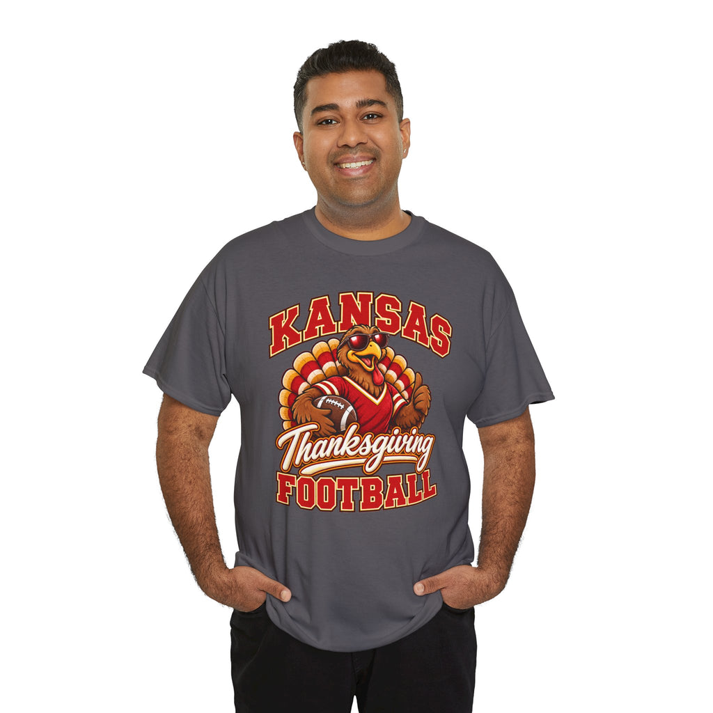 Kansas Thanksgiving Football T‑Shirt — Turkey Mascot Holiday Game Tee