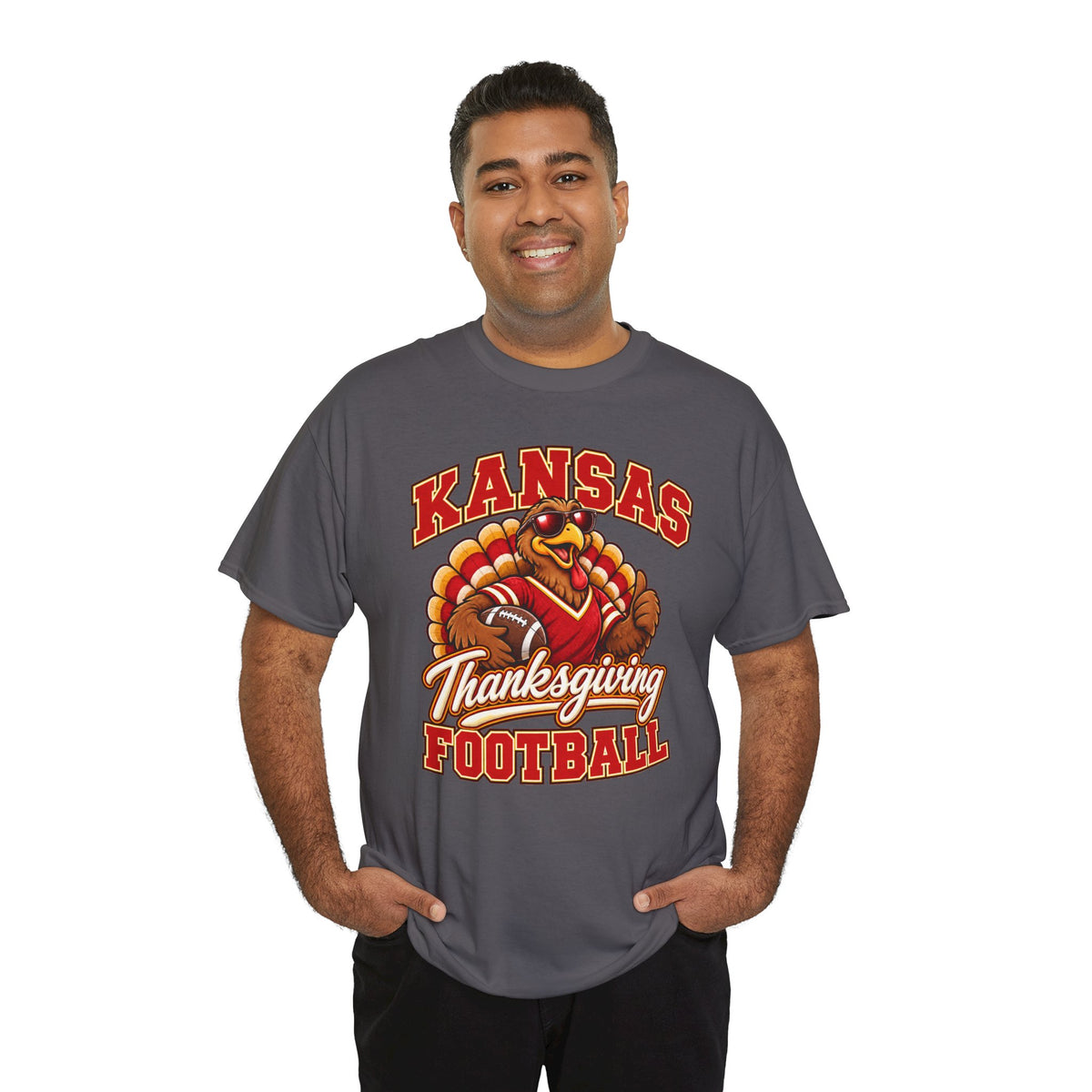 Kansas Thanksgiving Football T‑Shirt — Turkey Mascot Holiday Game Tee