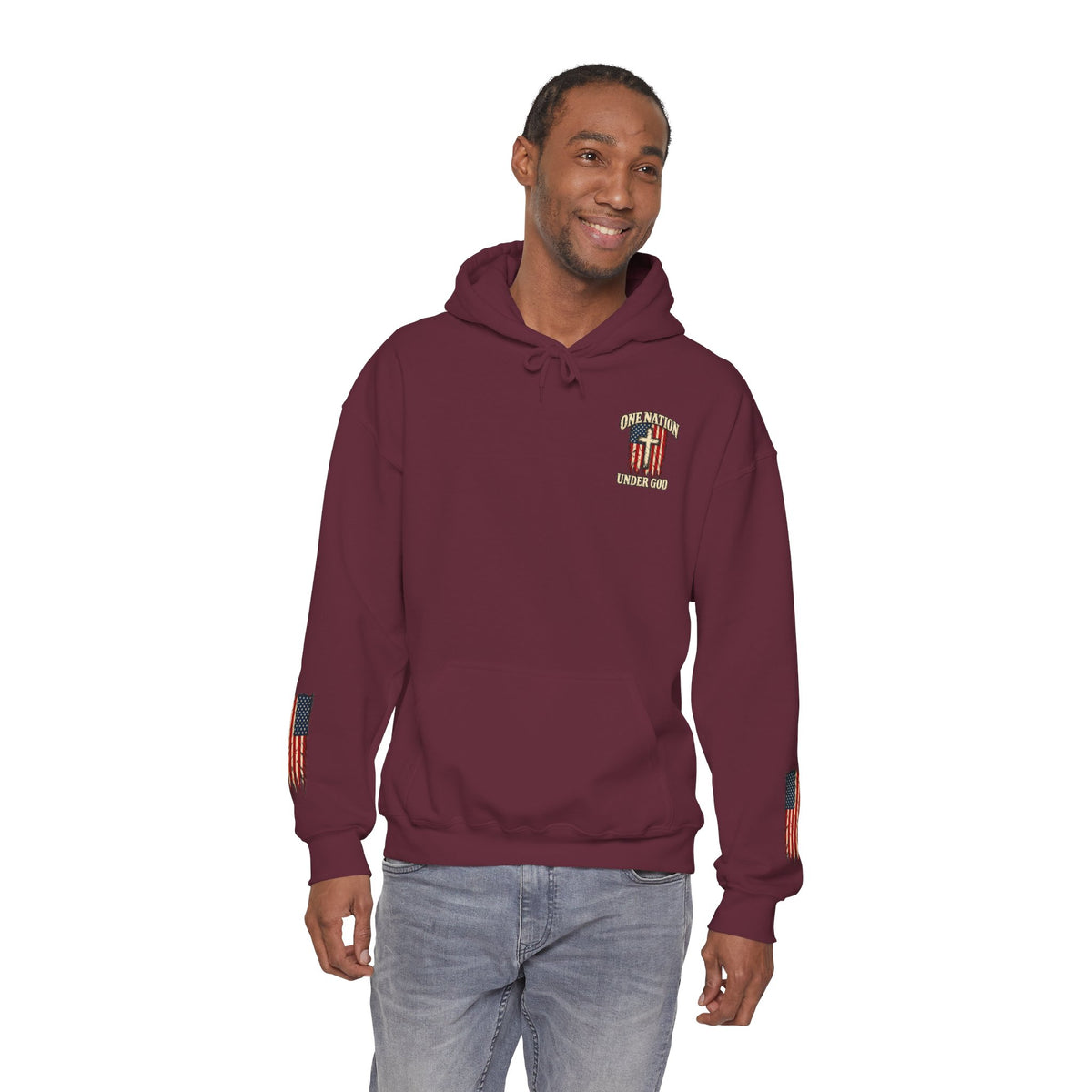 One Nation Under God Patriotic Cross Hoodie