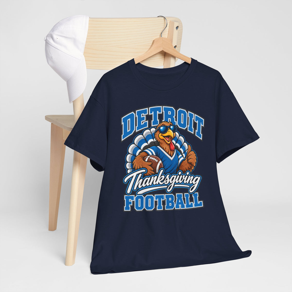 Detroit Thanksgiving Football Tee — Turkey Mascot Game Day Shirt
