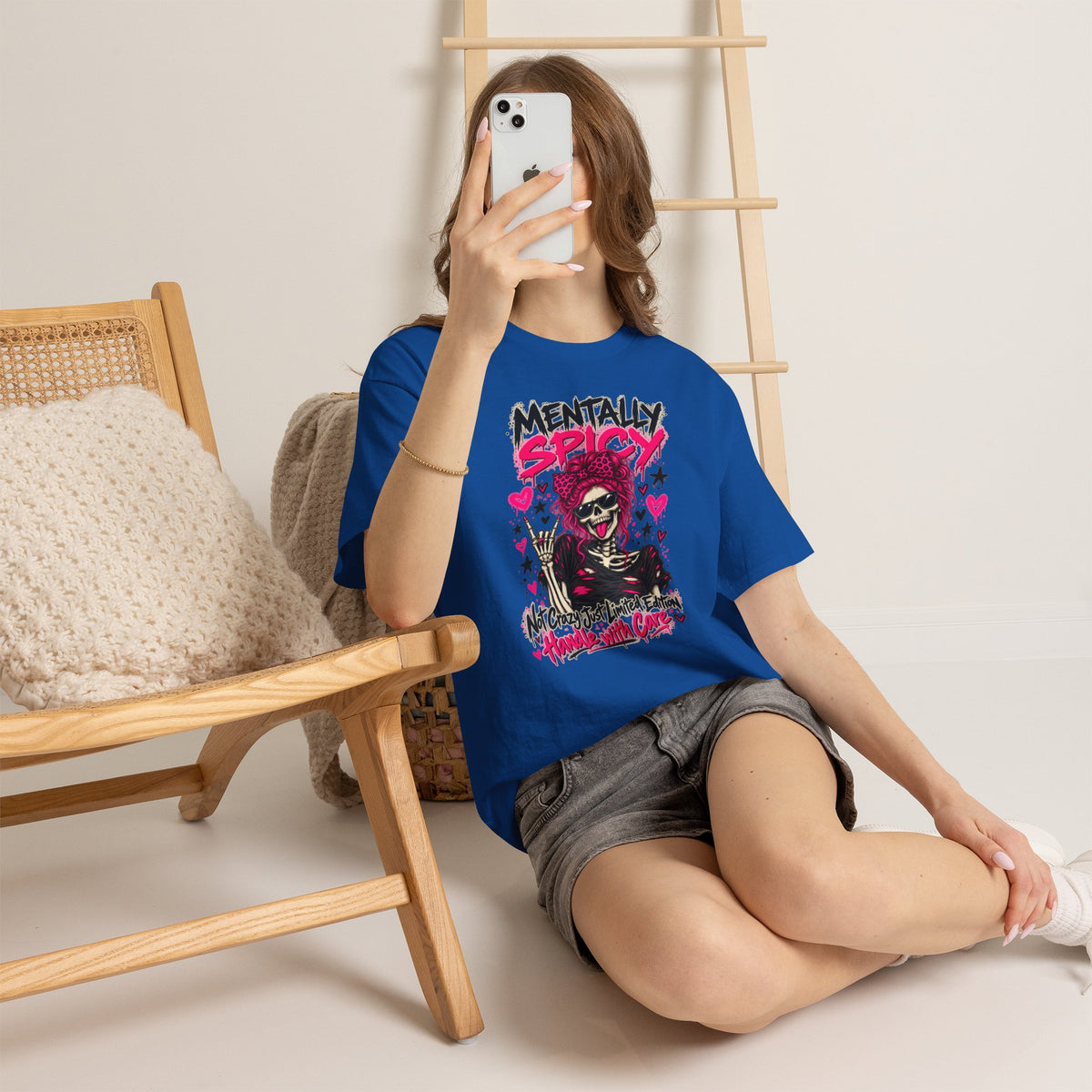 Mentally Spicy Skeleton Graphic T-Shirt