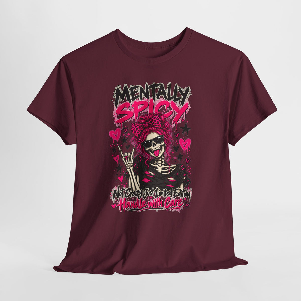 Mentally Spicy Skeleton Graphic T-Shirt