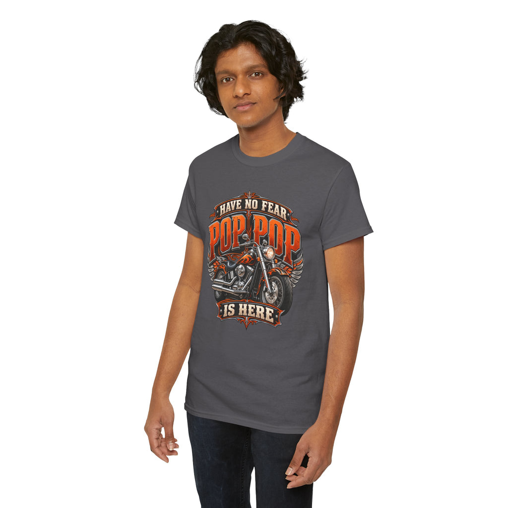Pop Pop Is Here Motorcycle Dad T-Shirt