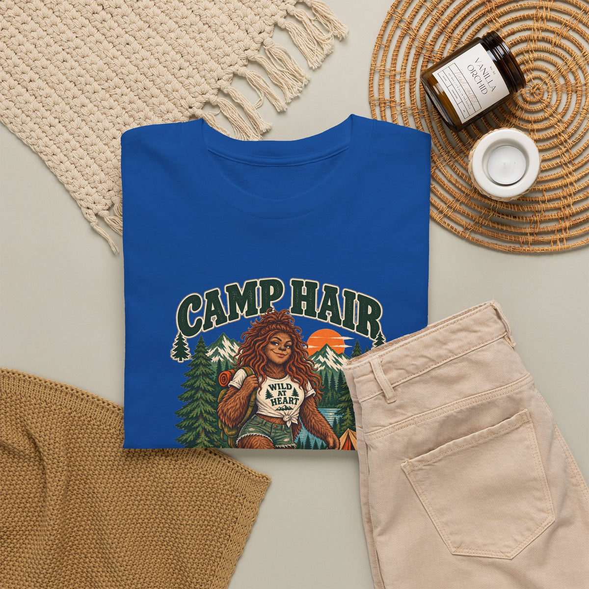 Camp Hair Don't Care T-Shirt — Retro Camping Graphic Tee