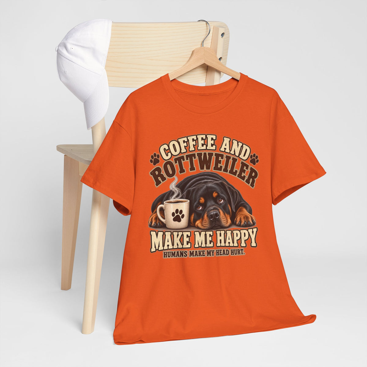 Coffee and Rottweiler Tee — "Coffee and Rottweiler Make Me Happy" Dog Lover Shirt