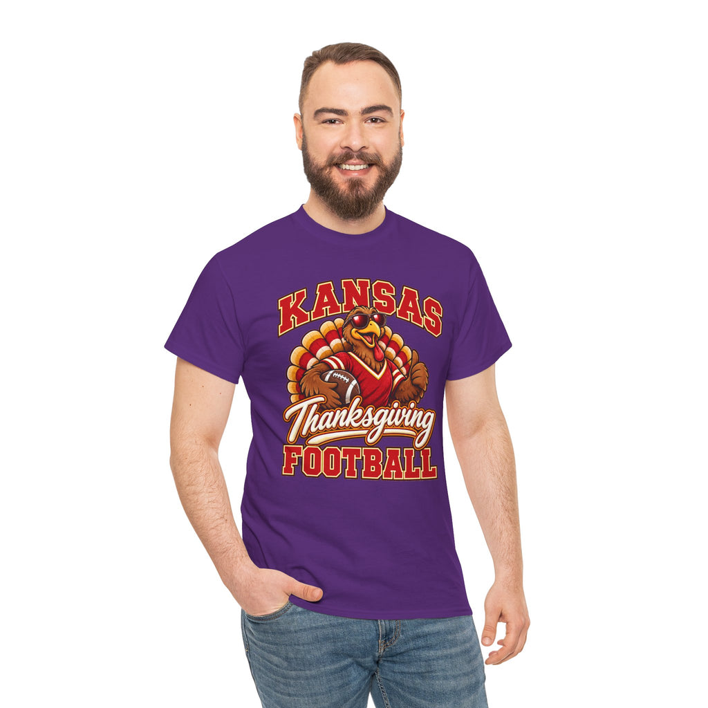 Kansas Thanksgiving Football T‑Shirt — Turkey Mascot Holiday Game Tee