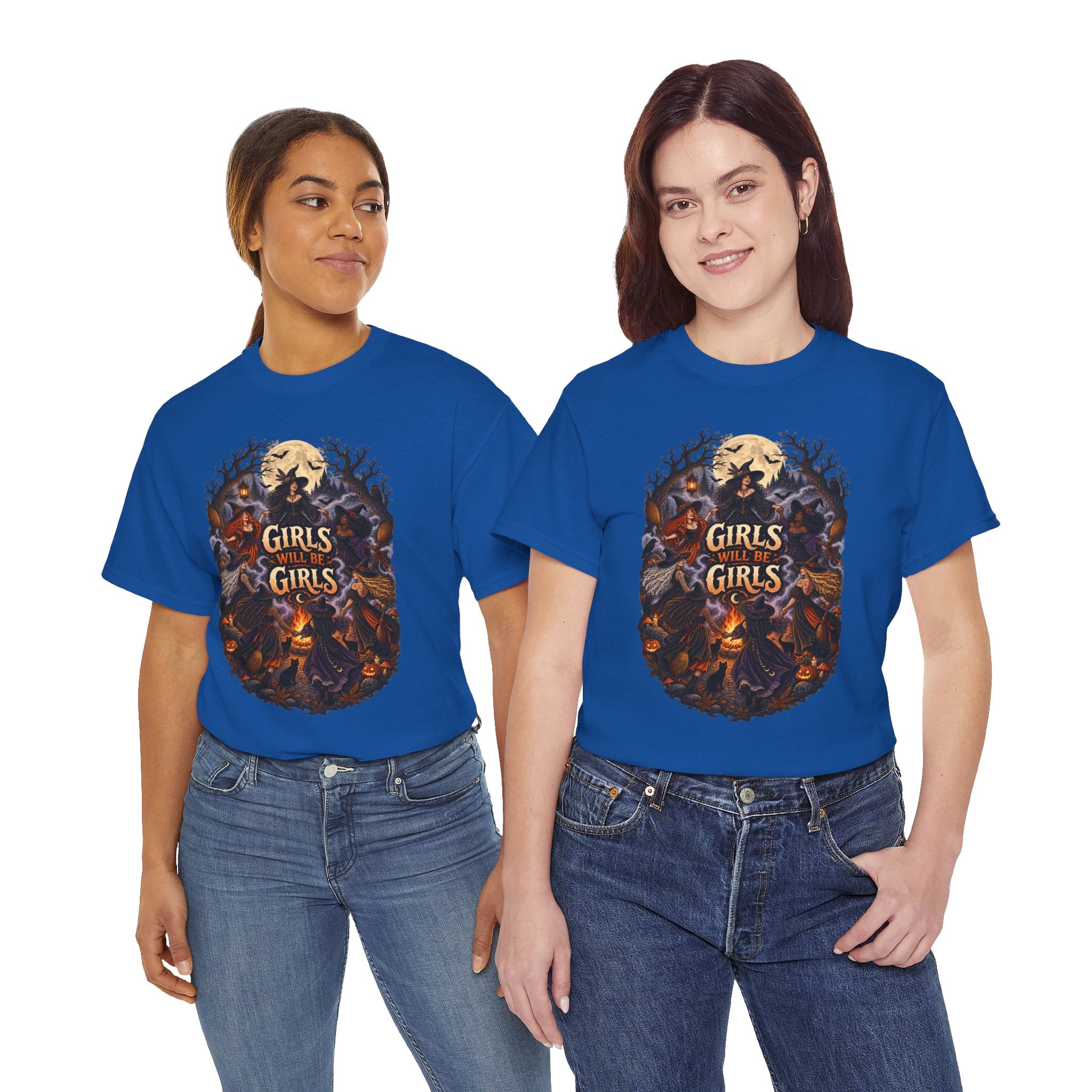 Girls Will Be Girls T-Shirt — Witchy Campfire Illustration Tee