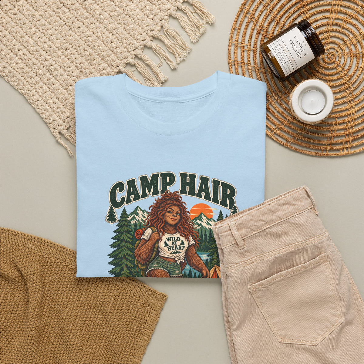 Camp Hair Don't Care T-Shirt — Retro Camping Graphic Tee