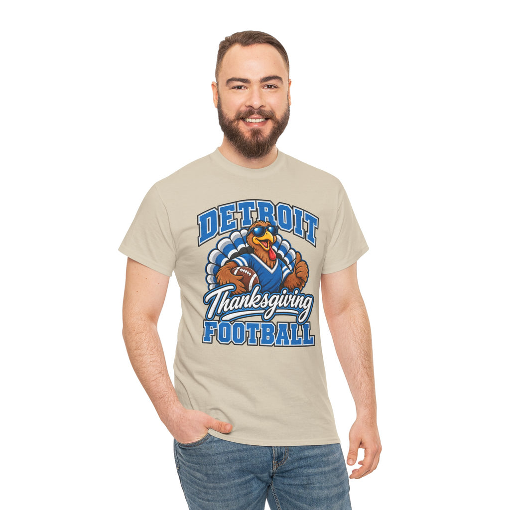Detroit Thanksgiving Football Tee — Turkey Mascot Game Day Shirt