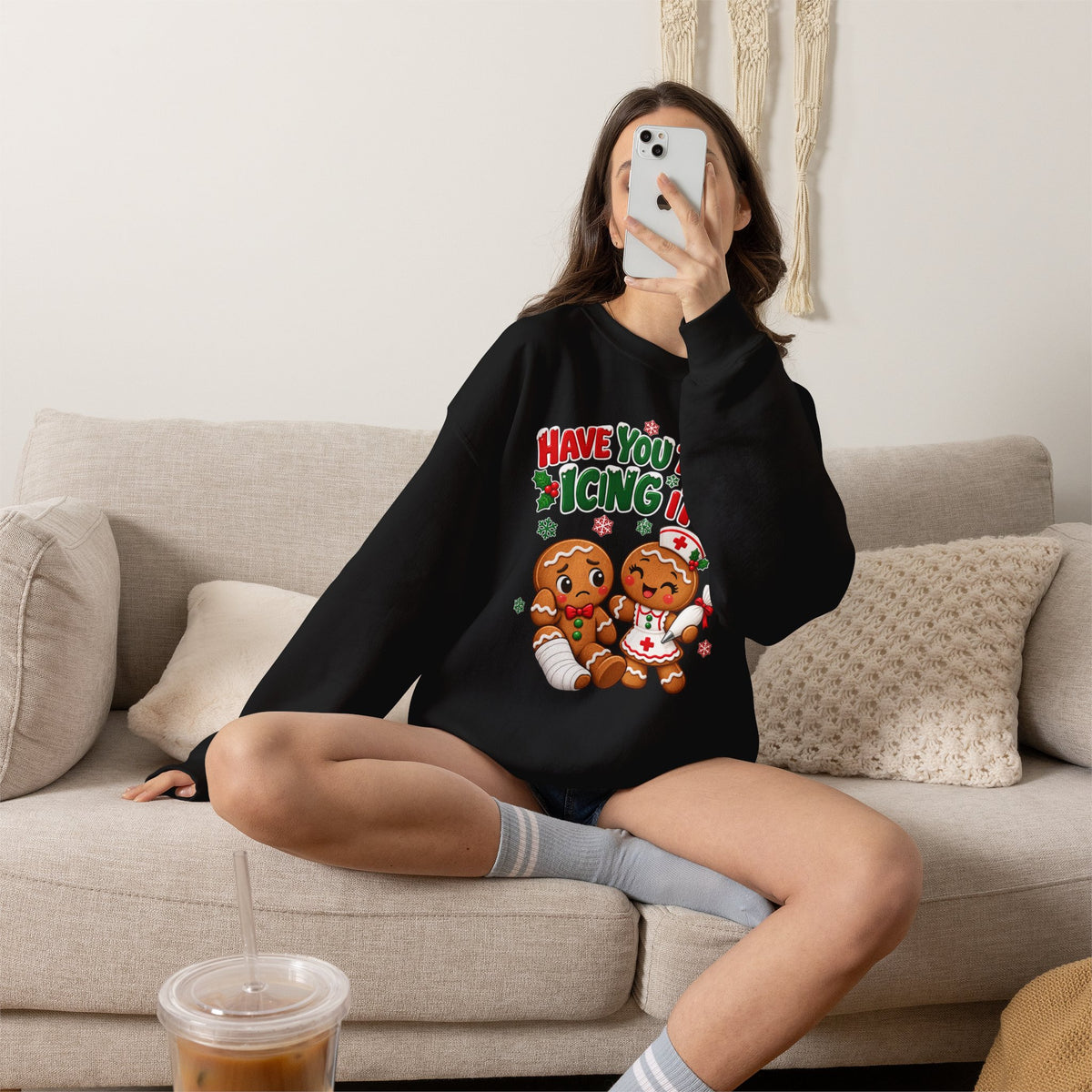 Have You Tried Icing It? Gingerbread Couple Christmas Sweatshirt