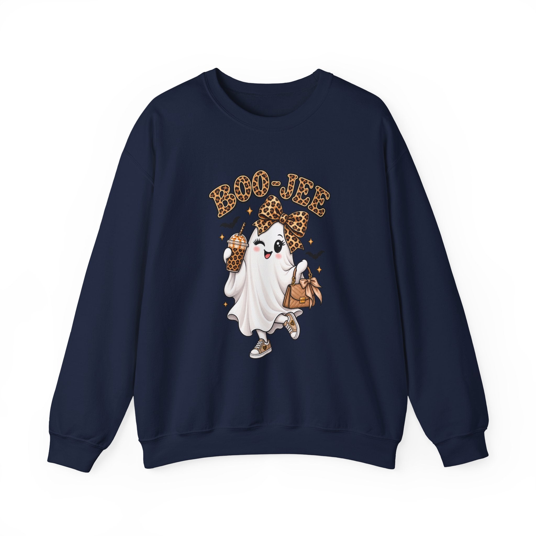 Boo-tiful Leopard Ghost Sweatshirt — Cute Halloween Graphic Crewneck