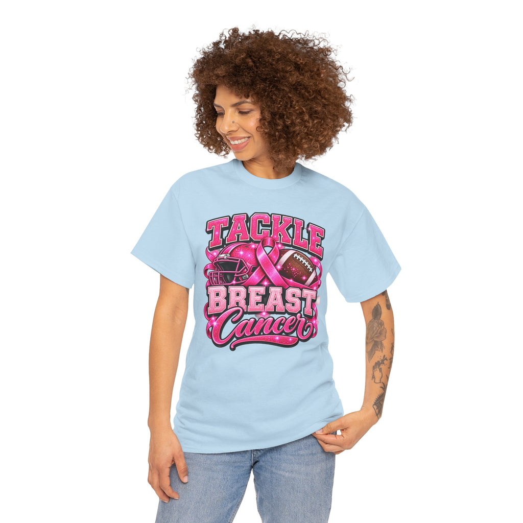 T-Shirt — "Tackle Breast Cancer" Pink Football Awareness Tee