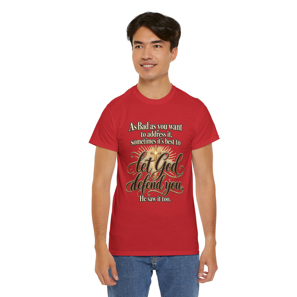 Let God Defend You Inspirational Christian T-Shirt