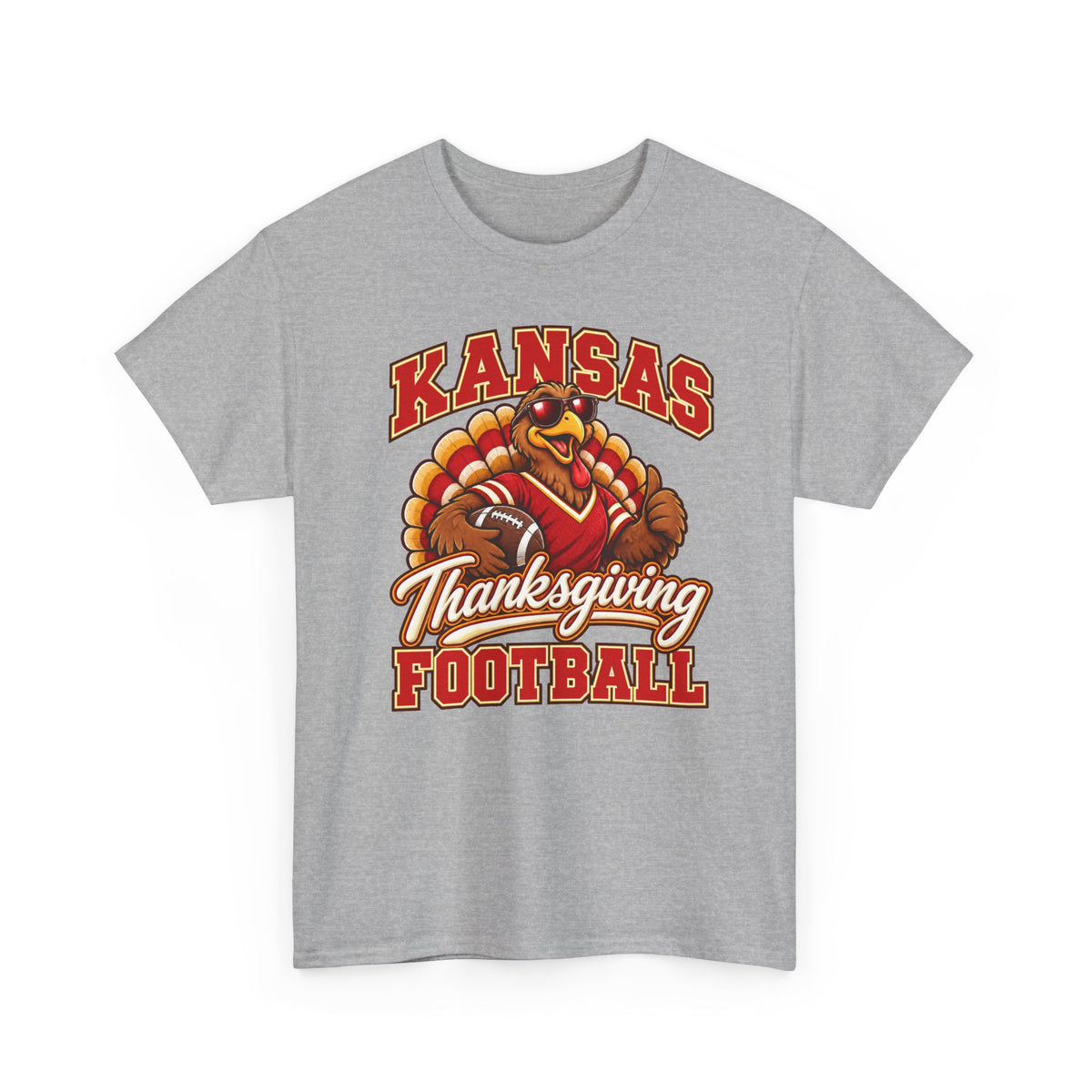 Kansas Thanksgiving Football T‑Shirt — Turkey Mascot Holiday Game Tee