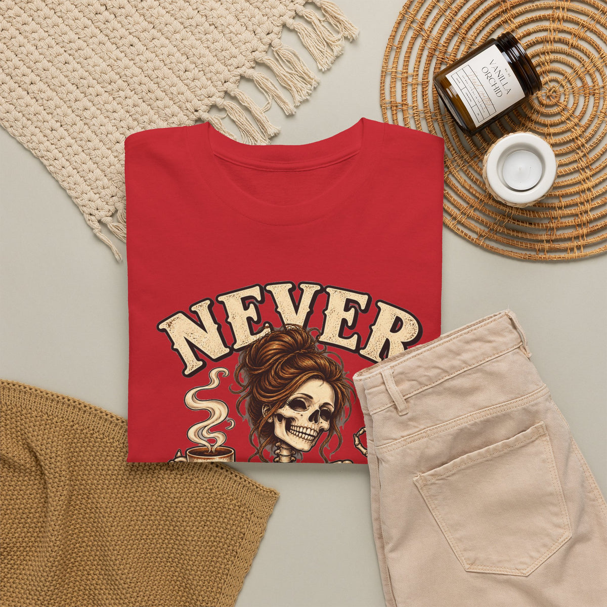 Never Better Skeleton Coffee Graphic Tee