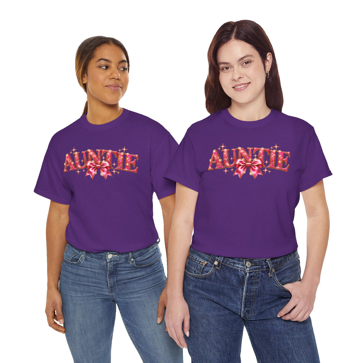 Auntie Graphic T-Shirt | Pink Bow Design