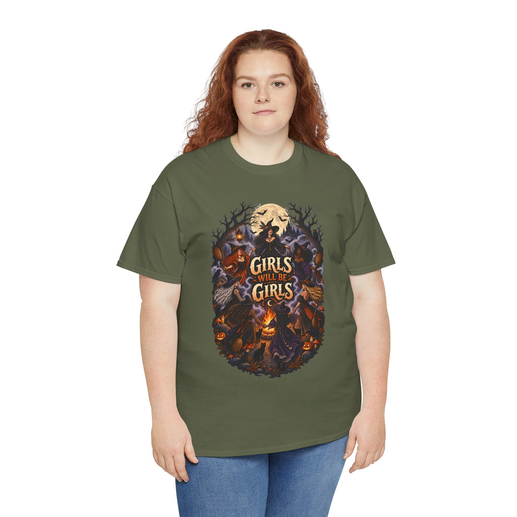Girls Will Be Girls T-Shirt — Witchy Campfire Illustration Tee