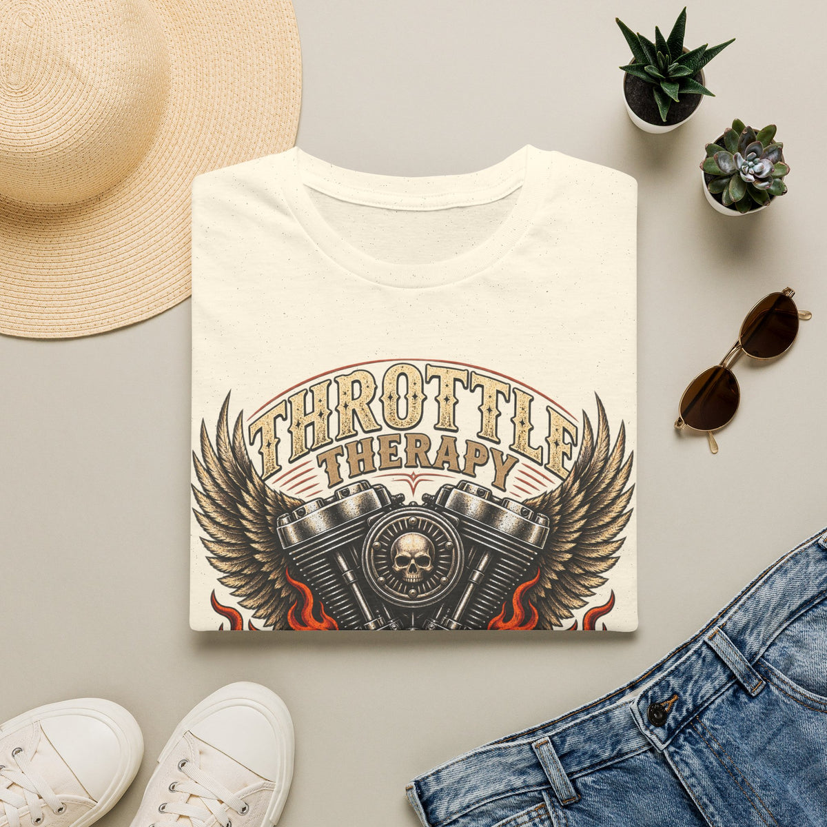 Throttle Therapy Motorcycle T‑Shirt — Fueled by Freedom Riding Tee