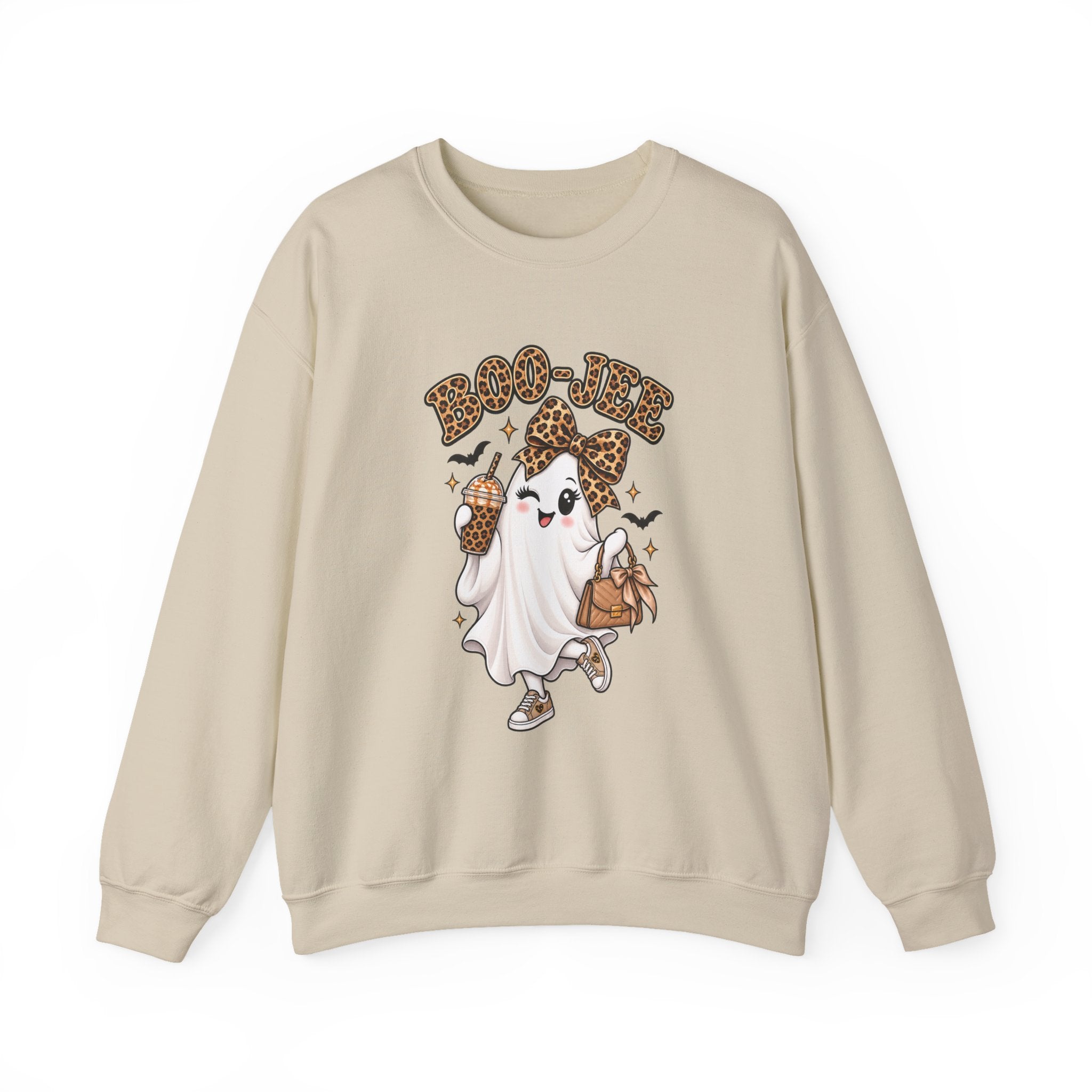 Ghost Trick Crewneck Sweatshirt — "Boo-tiful" Leopard Halloween Ghost Design