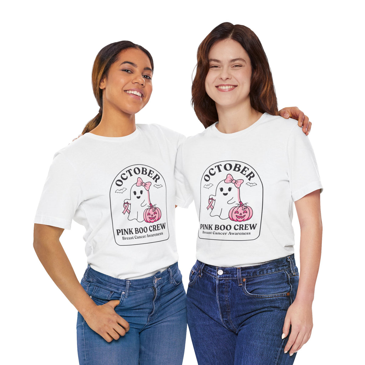 October Pink Boo Crew Tee — Breast Cancer Awareness Ghost T-Shirt