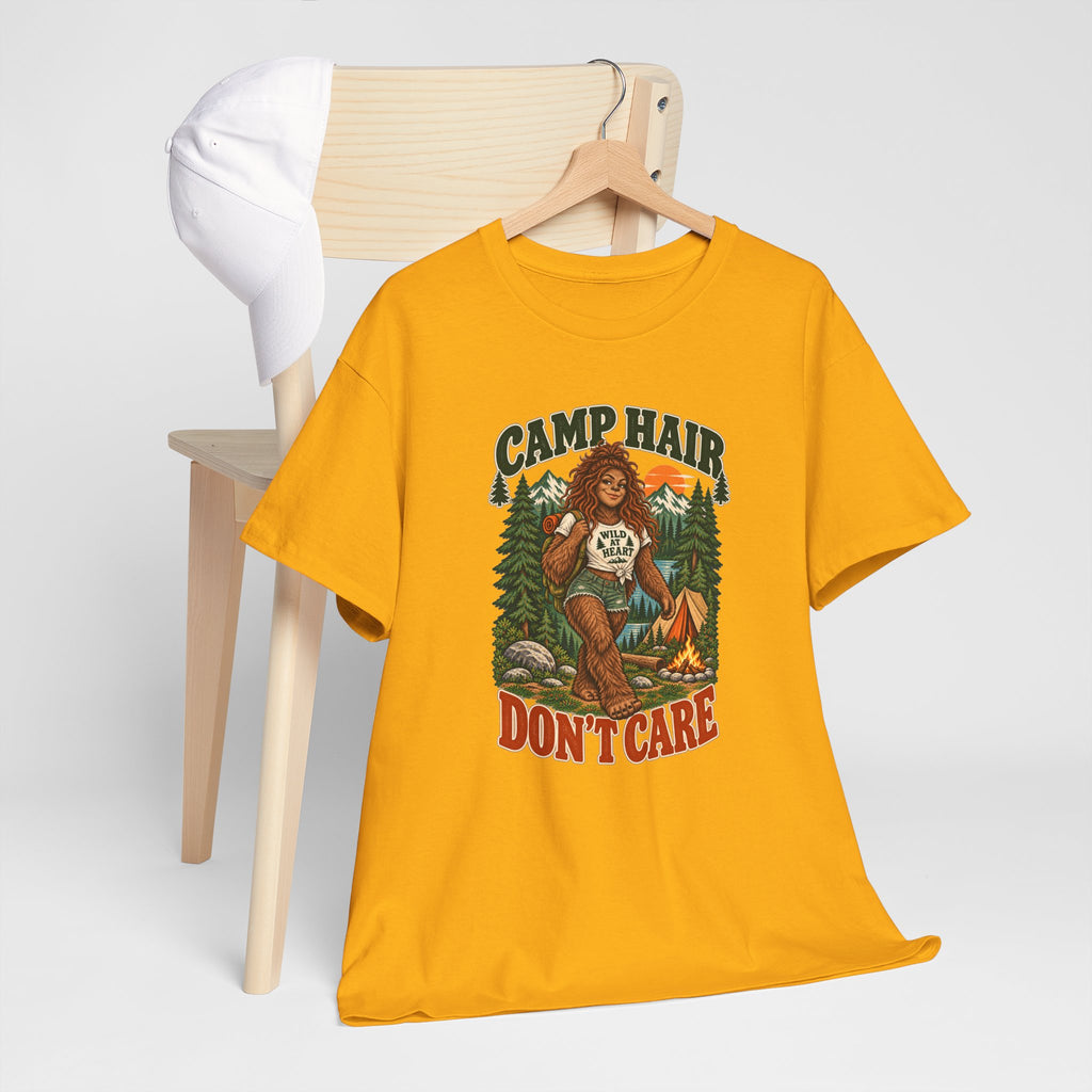 Camp Hair Don't Care T-Shirt — Retro Camping Graphic Tee