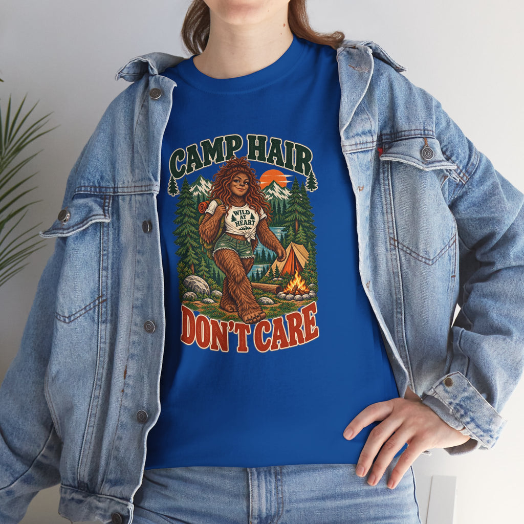 Camp Hair Don't Care T-Shirt — Retro Camping Graphic Tee