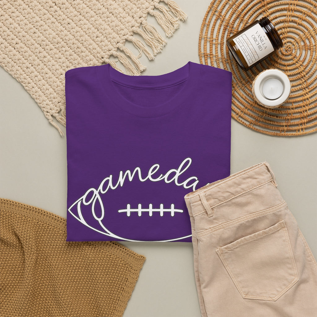 Gameday Football Tee — 'gameday' Script Football Graphic T-Shirt