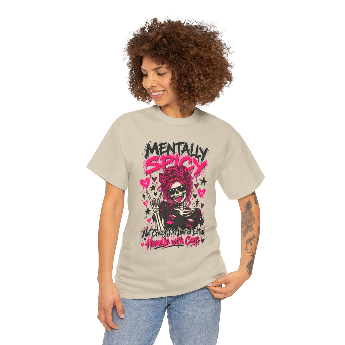 Mentally Spicy Skeleton Graphic T-Shirt