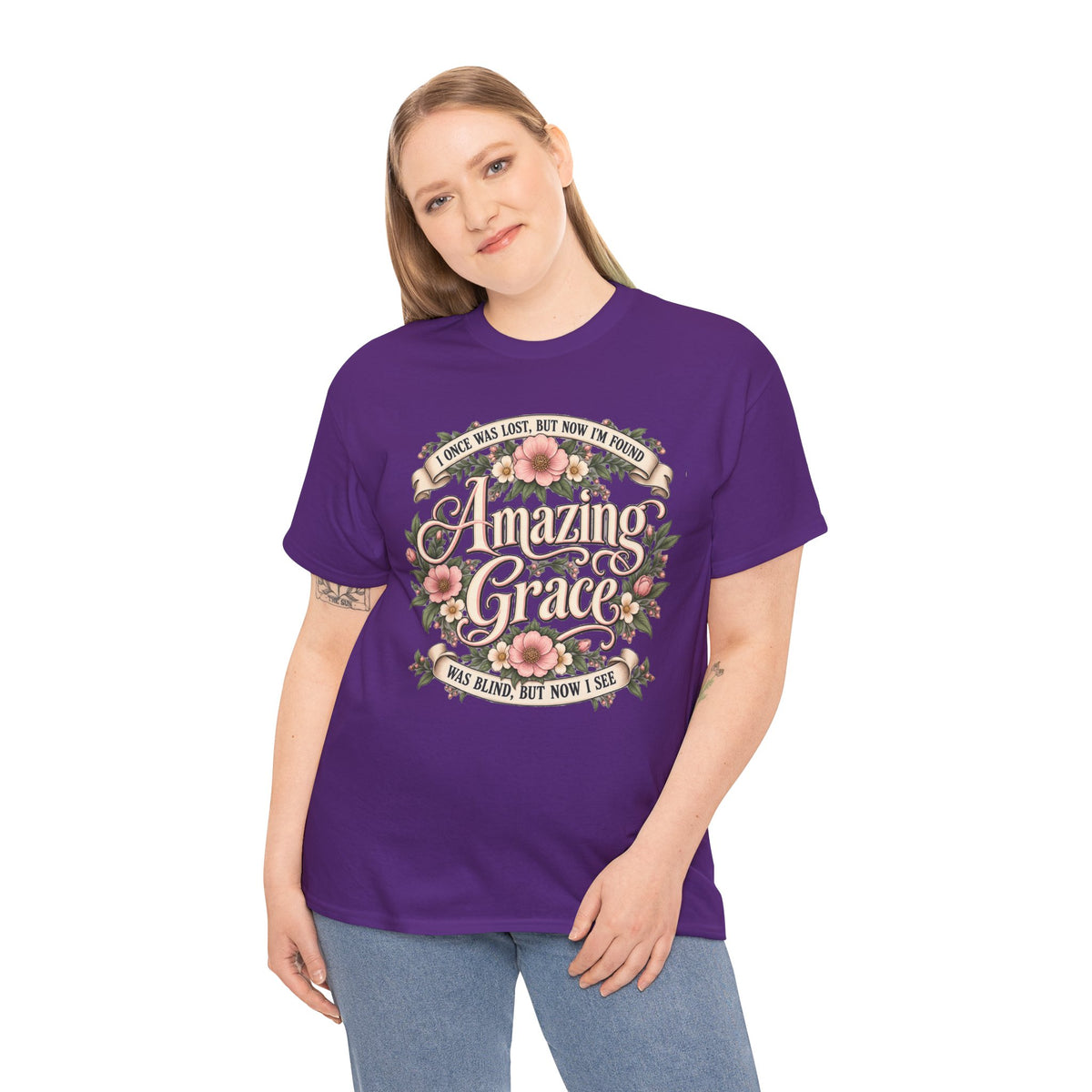 Amazing Grace Floral T-Shirt — Vintage Christian Faith Tee