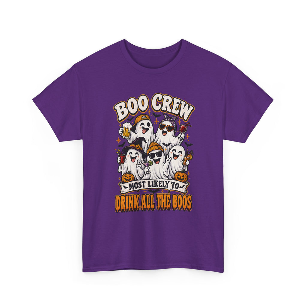 Boo Crew Halloween Tee — “Most Likely To Drink All The Boos” Ghost Party Shirt