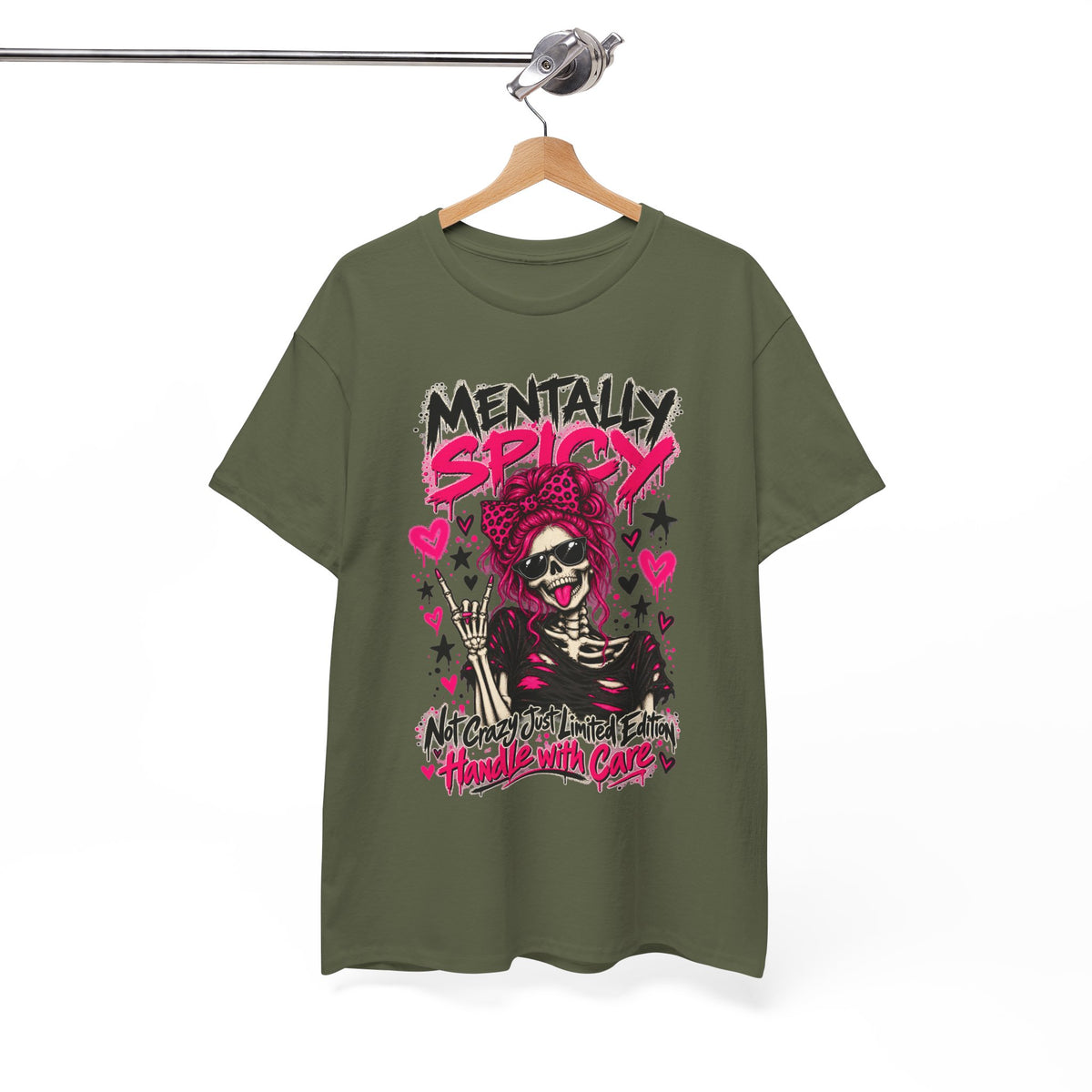 Mentally Spicy Skeleton Graphic T-Shirt