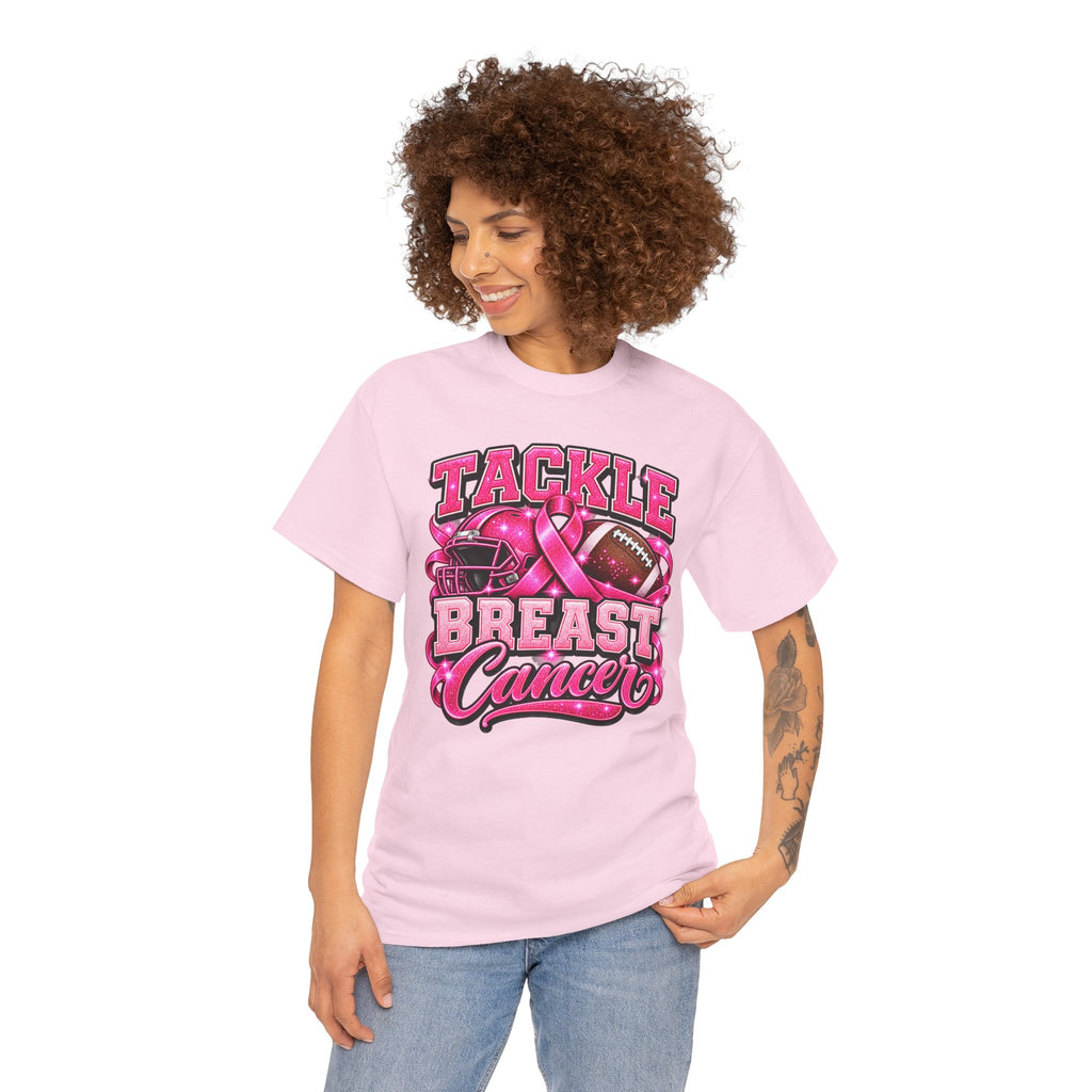 T-Shirt — "Tackle Breast Cancer" Pink Football Awareness Tee
