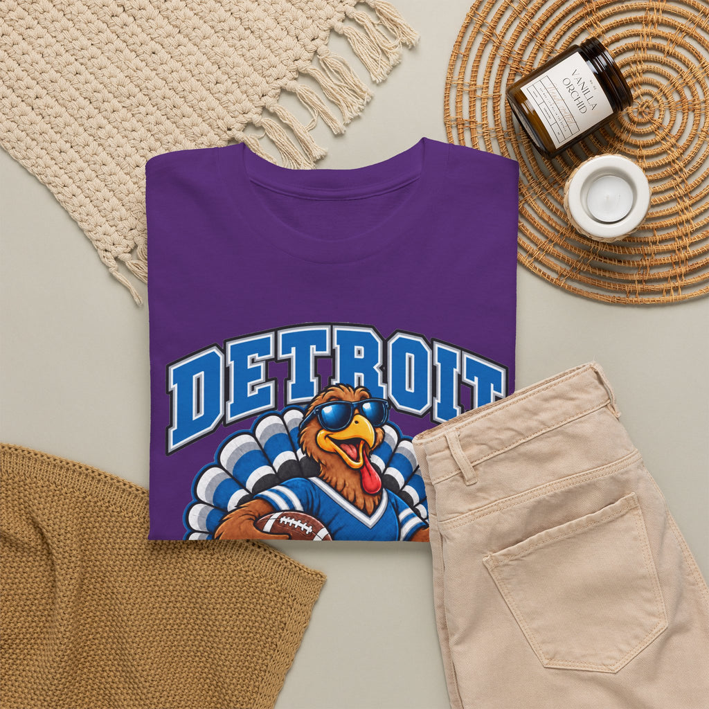 Detroit Thanksgiving Football Tee — Turkey Mascot Game Day Shirt