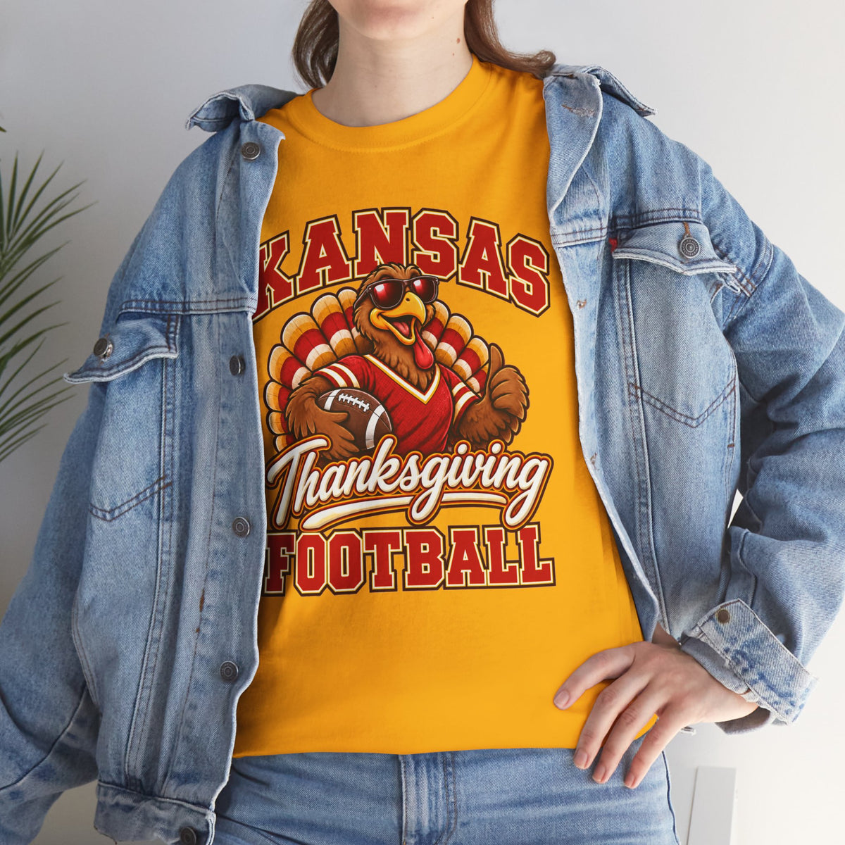 Kansas Thanksgiving Football T‑Shirt — Turkey Mascot Holiday Game Tee