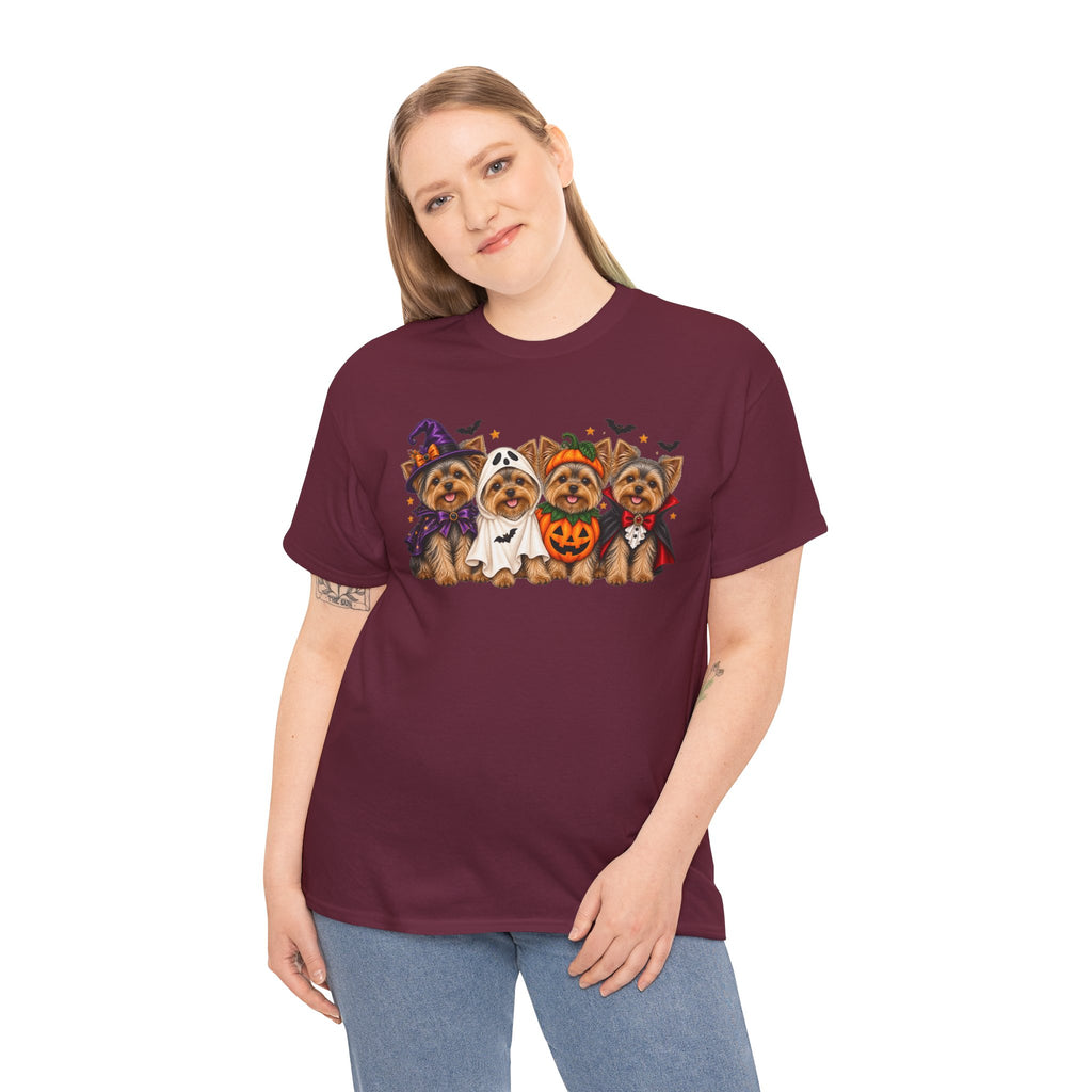 Halloween Yorkie T-Shirt — Cute Yorkies in Costumes (Pumpkin, Ghost, Witch, Vampire)