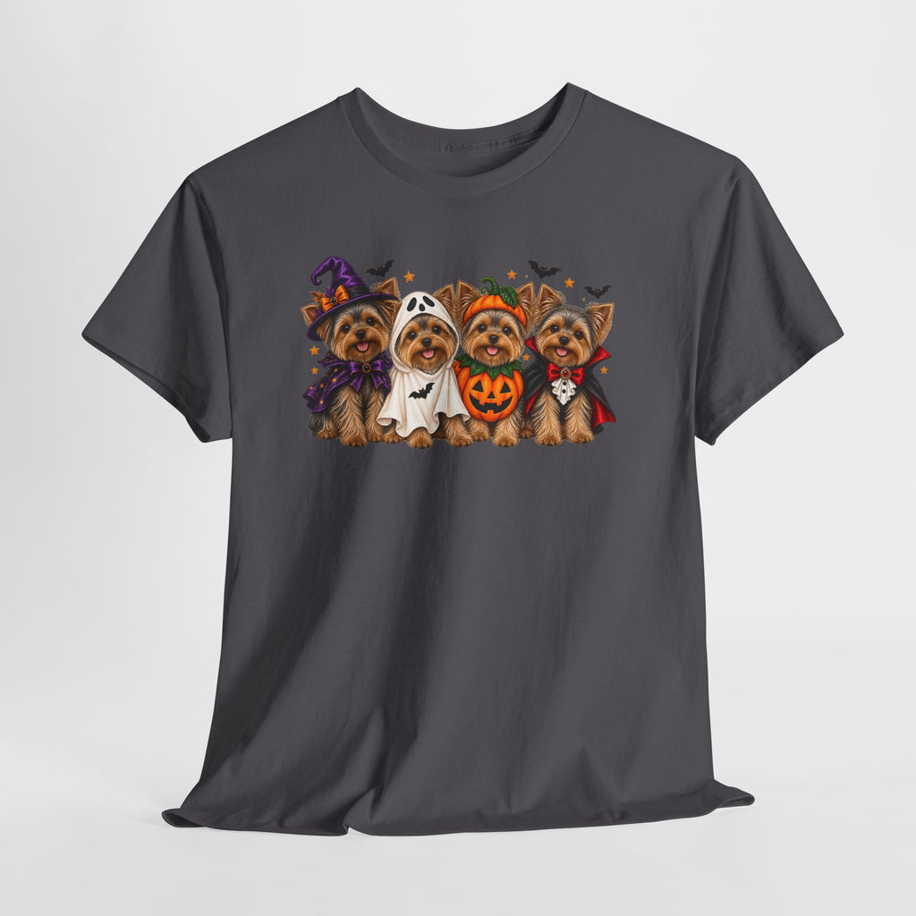 Halloween Yorkie T-Shirt — Cute Yorkies in Costumes (Pumpkin, Ghost, Witch, Vampire)