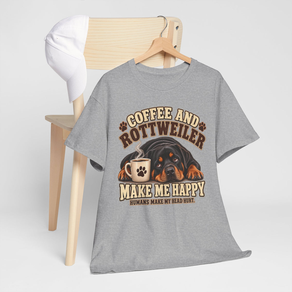 Coffee and Rottweiler Tee — "Coffee and Rottweiler Make Me Happy" Dog Lover Shirt