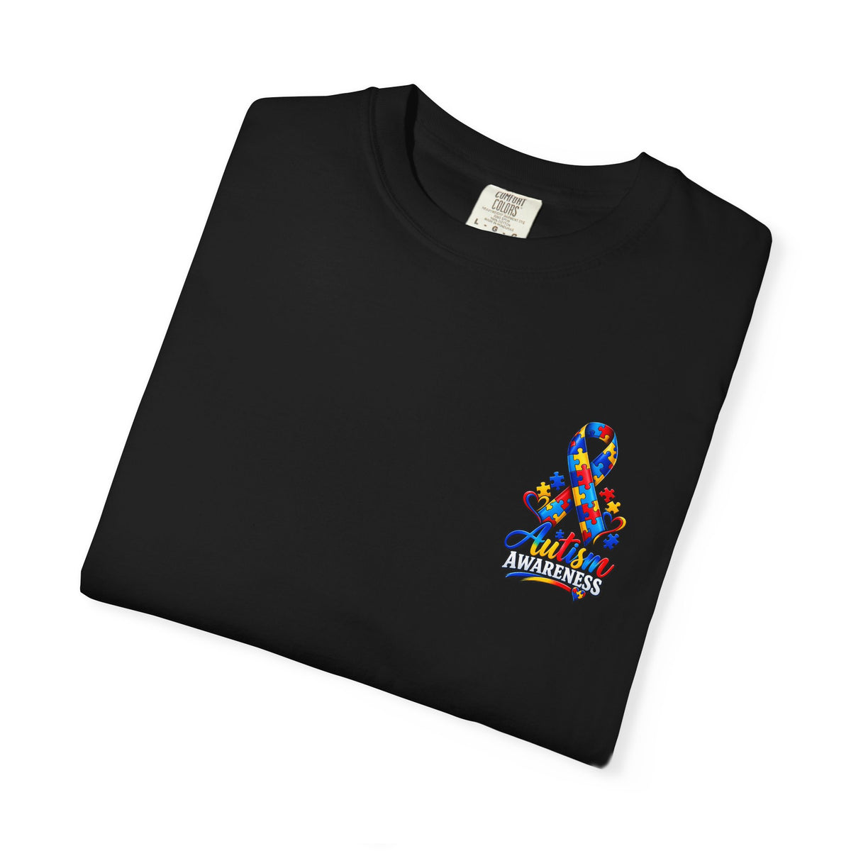 In This Family No One Fights Alone - Autism Awareness Unisex Garment-Dyed T-shirt